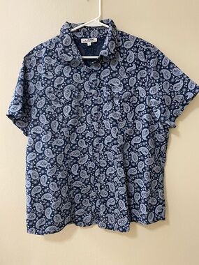 Back in the Saddle pearl snap button shirt womens size 1x navy paisley bandana